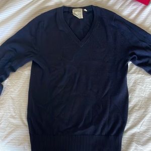 Billy Reid Navy Blue Merino V neck sweater